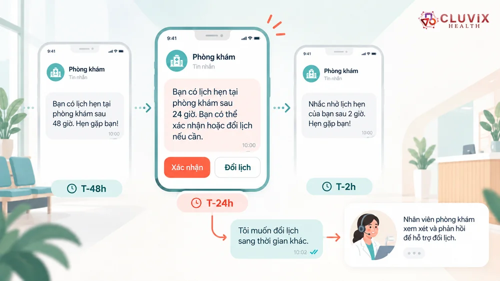 giao diện tin nhắn tự động nhắc lịch khám qua Zalo