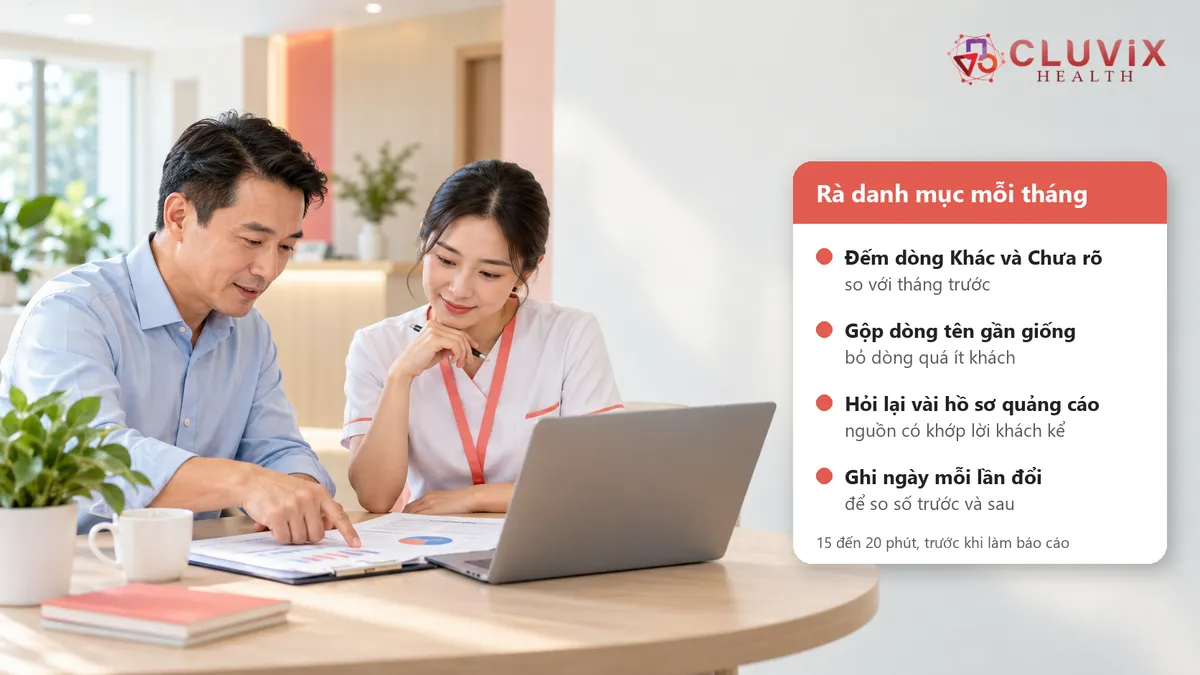 quản lý và lễ tân trưởng rà danh mục nguồn mỗi tháng