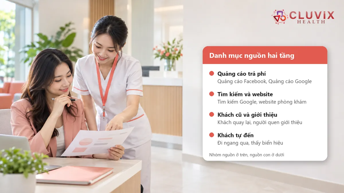 bảng quản lý nguồn khách hàng phòng khám chia hai tầng