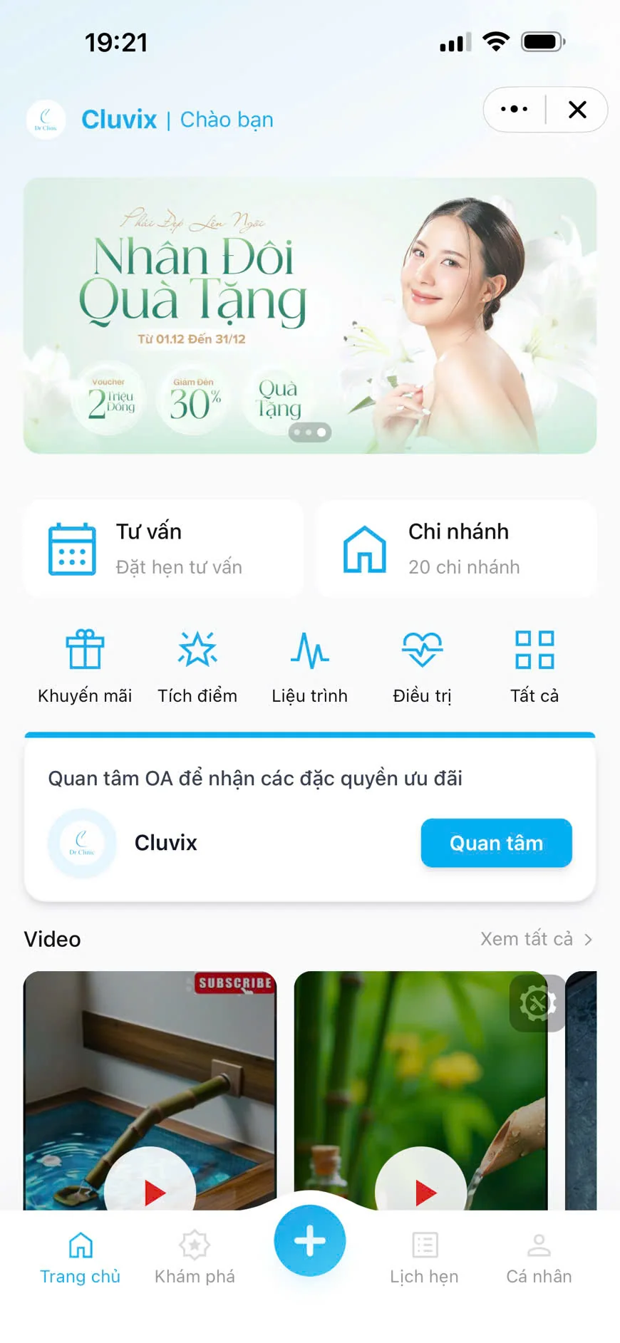 Zalo Mini App của phòng khám chạy trên CluvixHealth