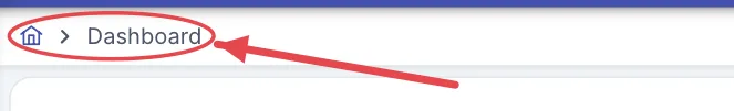 Breadcrumb just below the top bar