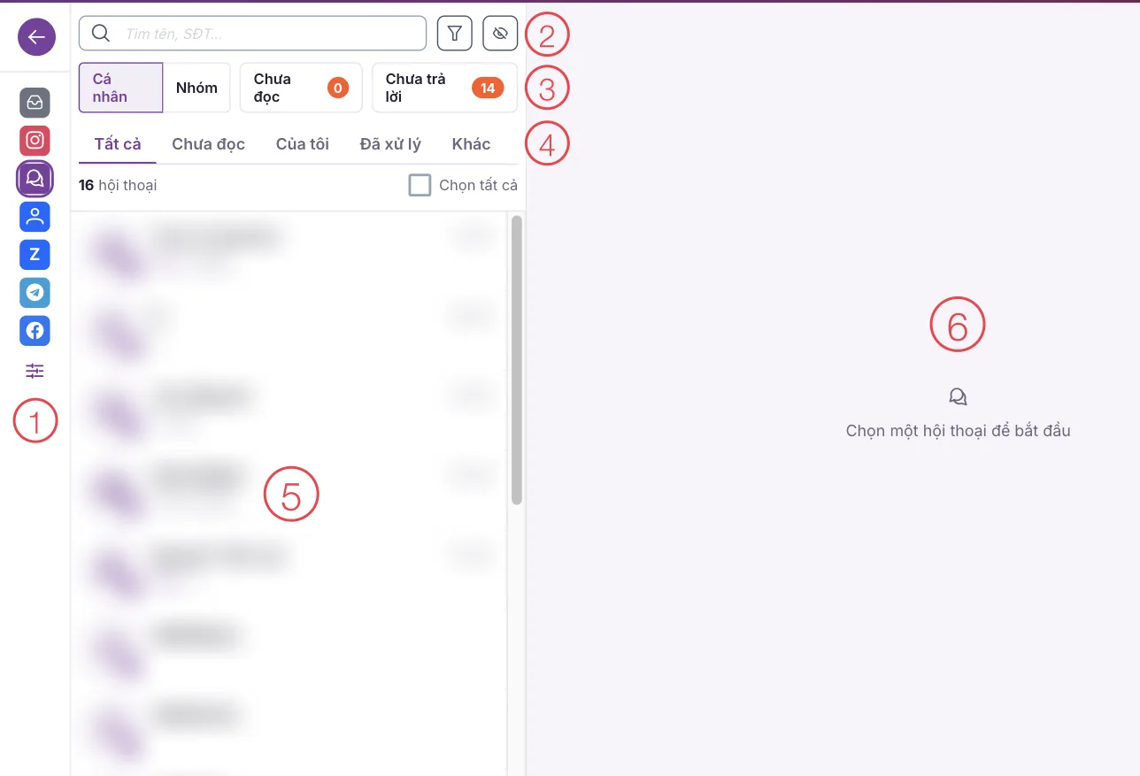 Hình minh họa hộp thư chat OmniChannel
