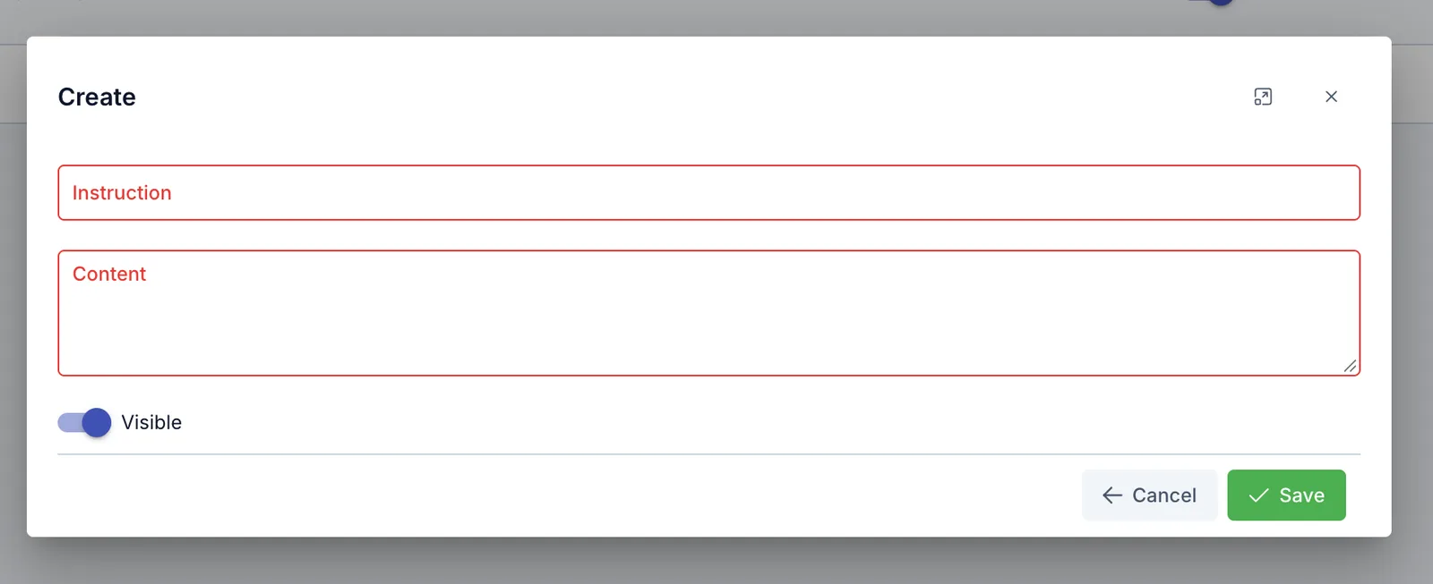 Create doctor instruction template dialog