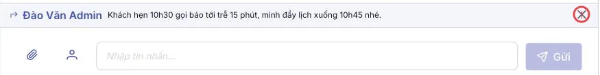 Dải trích dẫn khi trả lời, với nút huỷ được đánh số