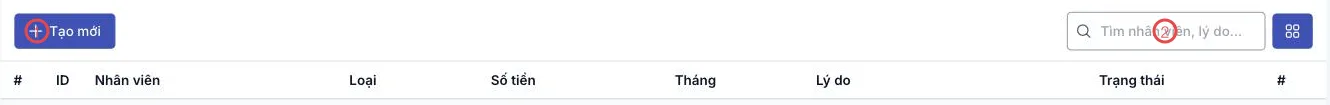 Màn hình Thưởng / Phạt với 2 khu vực được đánh số