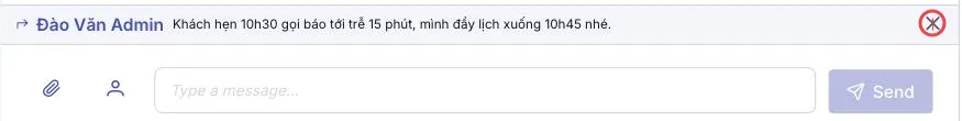 The reply quote strip with the cancel button numbered
