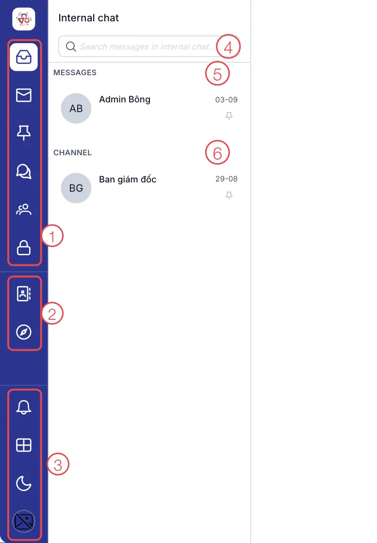 Internal chat screen