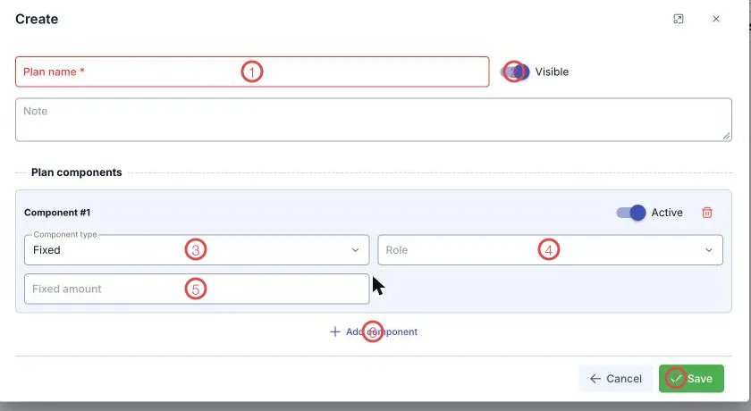 The plan form with seven areas numbered